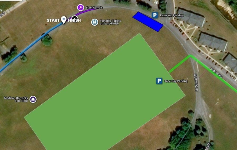 Race parking map: entry from the east near Creekside Apartments